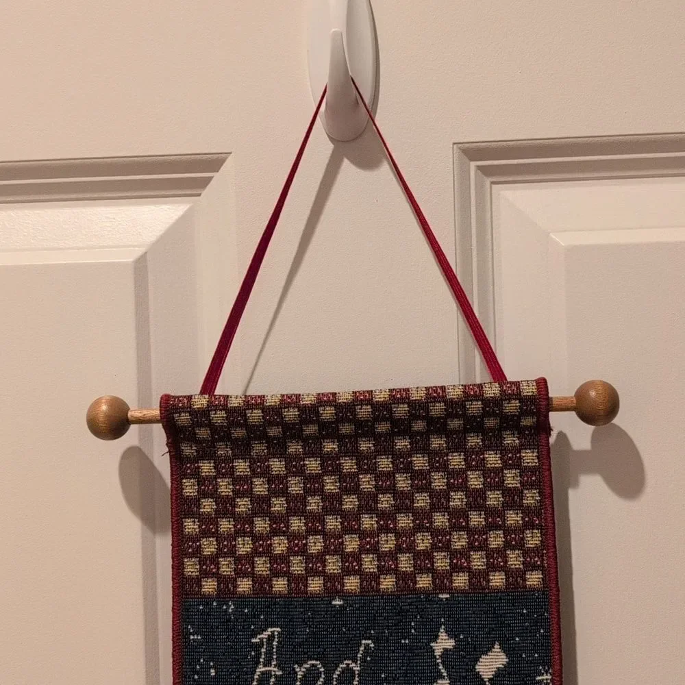 Snowman Christmas Tapestry Wall Hanging Bell Pull Signed By Sandi Gore Evans